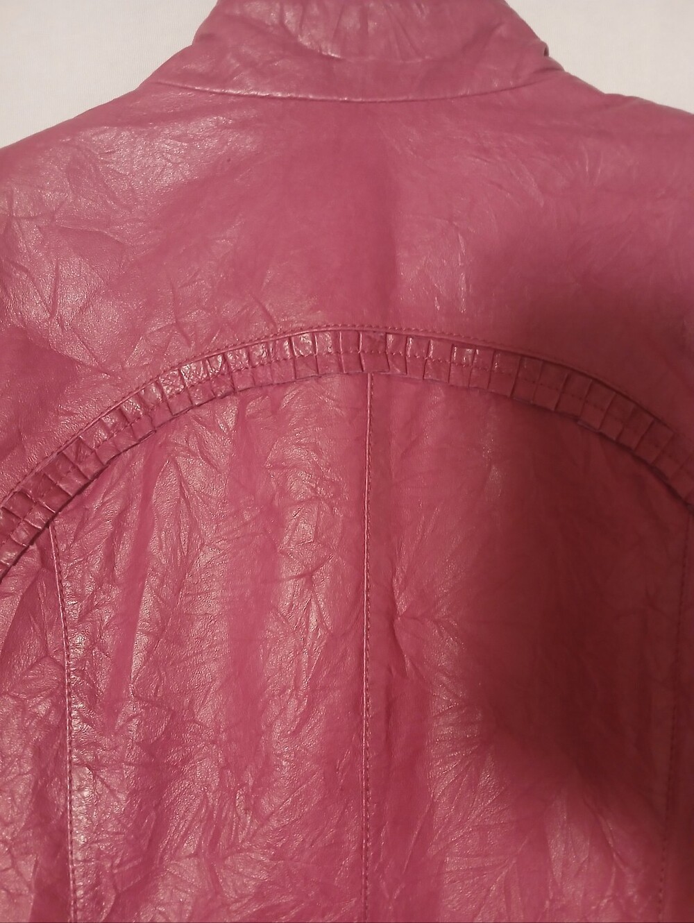 Danier Women's Genuine Leather Pink Moto Biker Jacket Small S Y2K Fitted - Picture 9 of 11